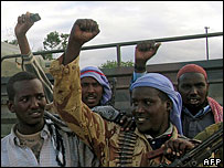 Victorious militiamen from the Islamic Courts Union