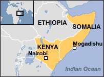 Map showing Kenya and Somalia